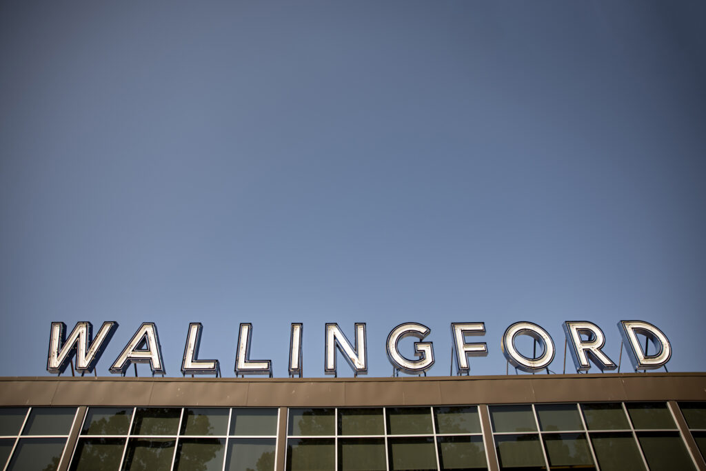 A large building sign that says wallingford